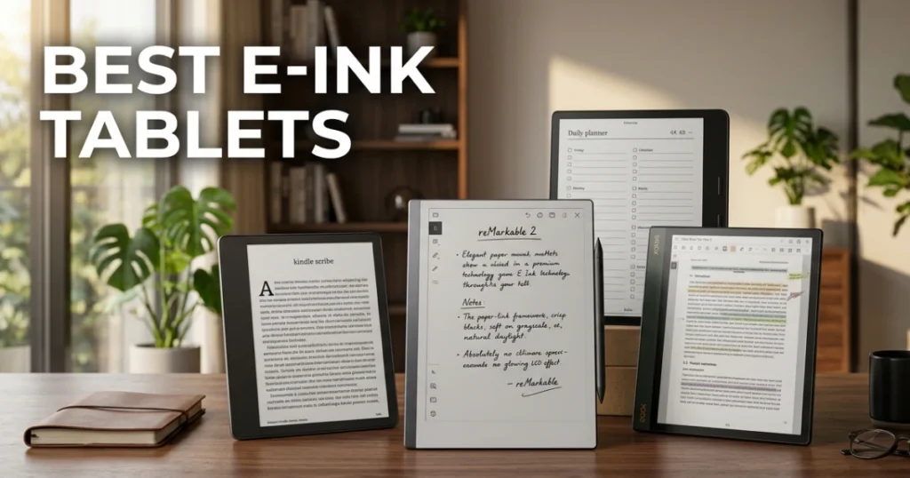 an image showing several e ink tablets side by side for the reader to choose best e ink tablets