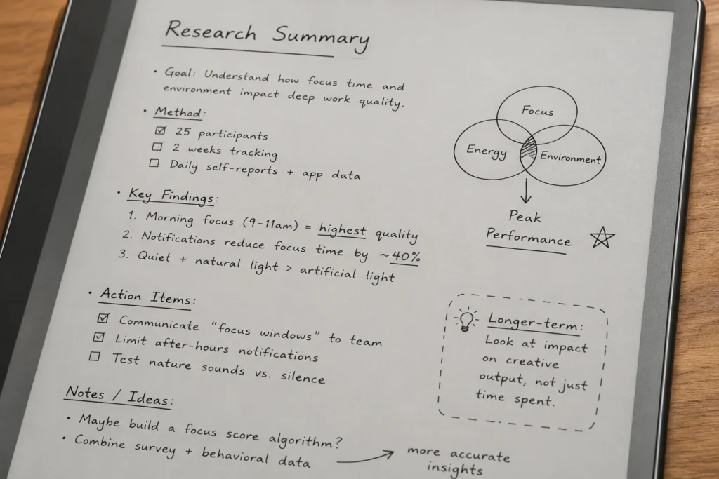 close up of handwritten notes on Boox Note Air2 monochrome e ink screen